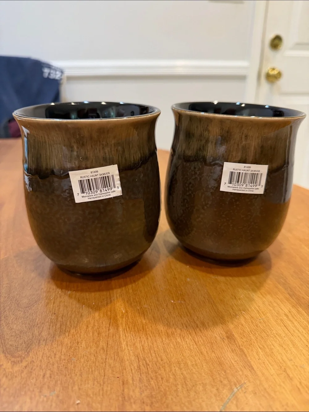NWT.  Set of 2, Eli & Ana, 24oz., hand-painted, ceramic mugs.